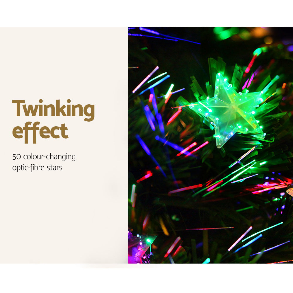 Outdoor Decorations & Lights: Jingle Jollys 2.1m Christmas Tree Optic Fibre LED Xmas tree Multi Colour
