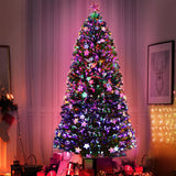 Outdoor Decorations & Lights: Jingle Jollys 2.1m Christmas Tree Optic Fibre LED Xmas tree Multi Colour