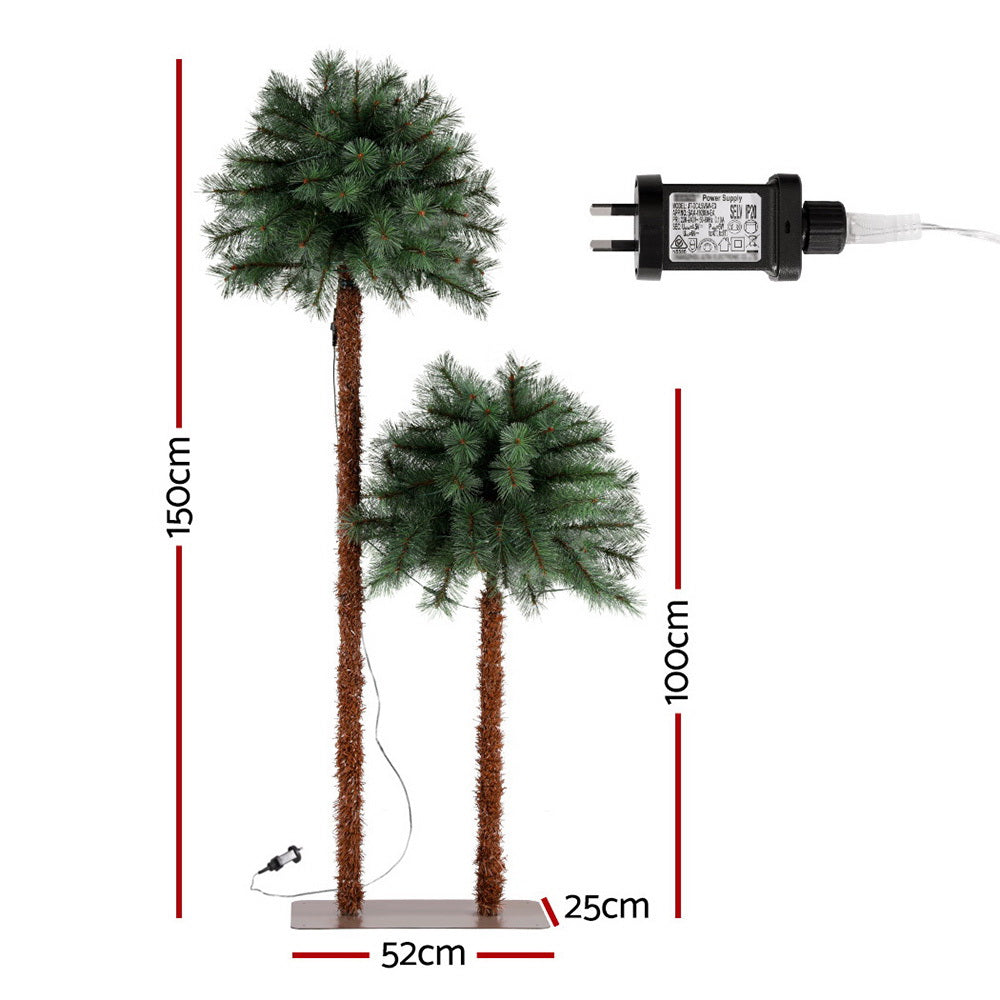 Christmas Trees: Jingle Jollys Christmas Tree 1.5+1m LED Xmas Palm Tree Party Decorations 2 in 1
