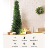 Outdoor Decorations & Lights: Jingle Jollys Christmas Tree 1.8m Pre-Lit 200 LED Lights Xmas Tree Decorations