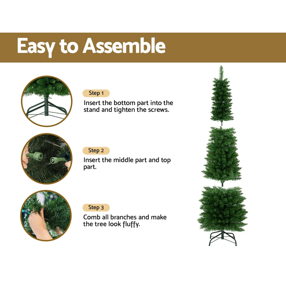 Outdoor Decorations & Lights: Jingle Jollys Christmas Tree 1.8m Pre-Lit 200 LED Lights Xmas Tree Decorations