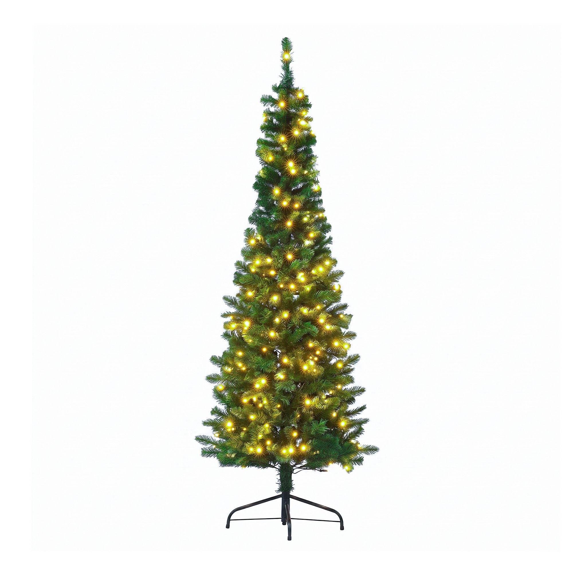 Jingle Jollys 2.4m Pre-Lit Christmas Tree Slim Pencil Xmas Tree Corner Tree
