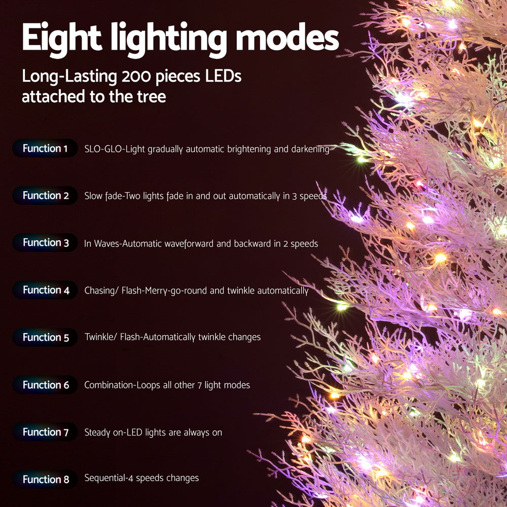 Christmas Trees: Jingle Jollys 1.8M LED Christmas Tree 8 Modes Adjustable Multi Color Light Snowy