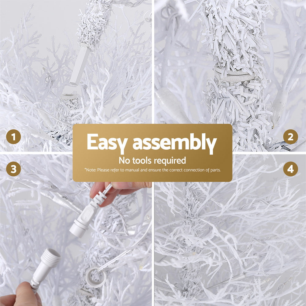Christmas Trees: Jingle Jollys 1.8M LED Christmas Tree 8 Modes Adjustable Multi Color Light Snowy