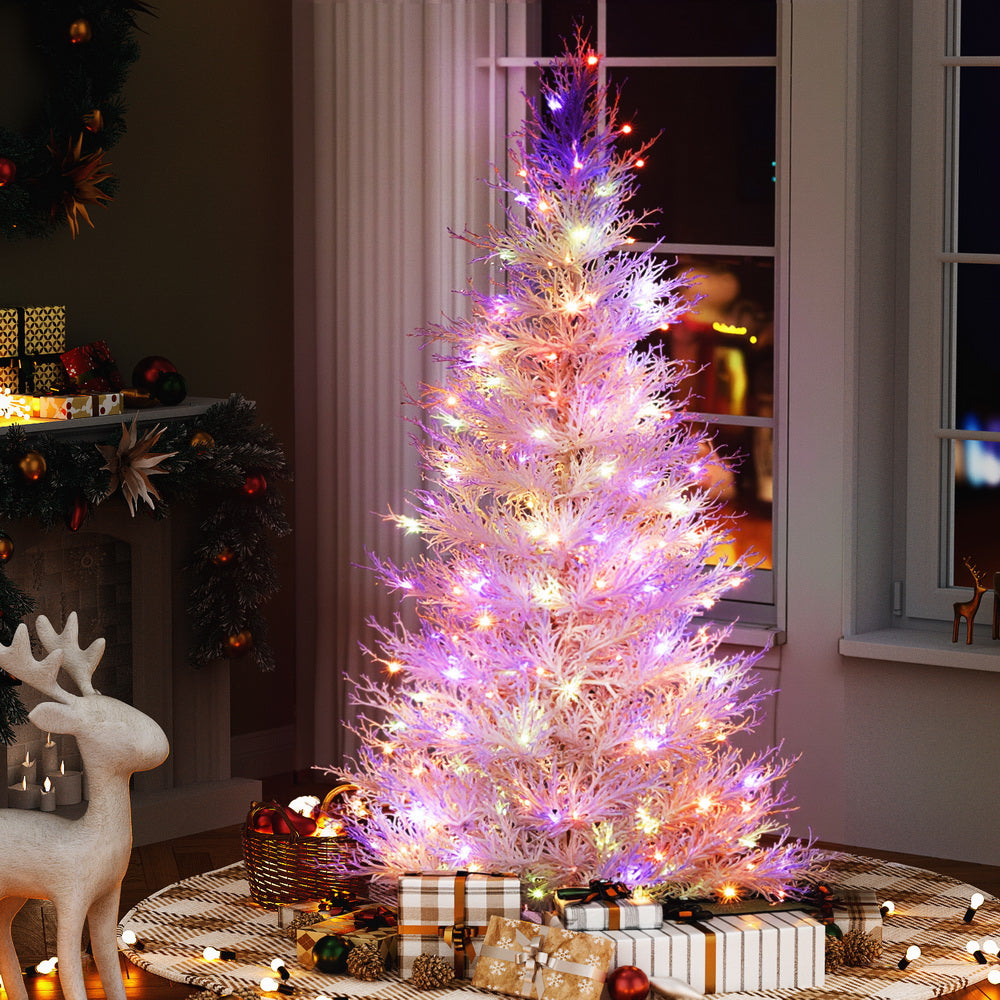 Christmas Trees: Jingle Jollys 1.8M LED Christmas Tree 8 Modes Adjustable Multi Color Light Snowy