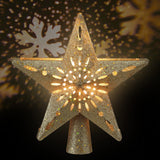 Christmas Decorations: Jingle Jollys Christmas Tree Topper Star Snowflake Projector Party Glitter Gold