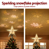 Christmas Decorations: Jingle Jollys Christmas Tree Topper Star Snowflake Projector Party Glitter Gold
