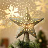 Christmas Decorations: Jingle Jollys Christmas Tree Topper Star Snowflake Projector Party Glitter Gold