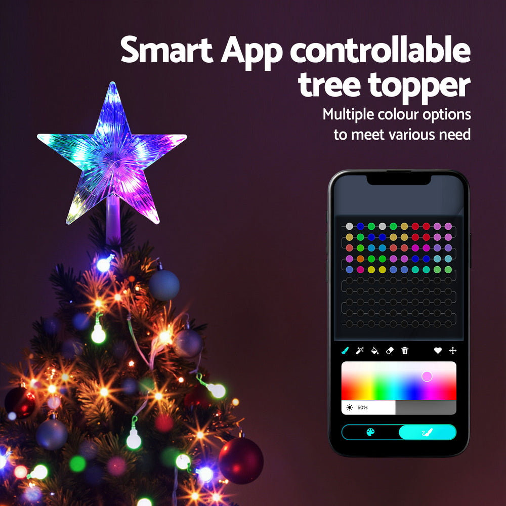Jingle Jollys Christmas Tree Topper Star RGB LED Xmas Decor
