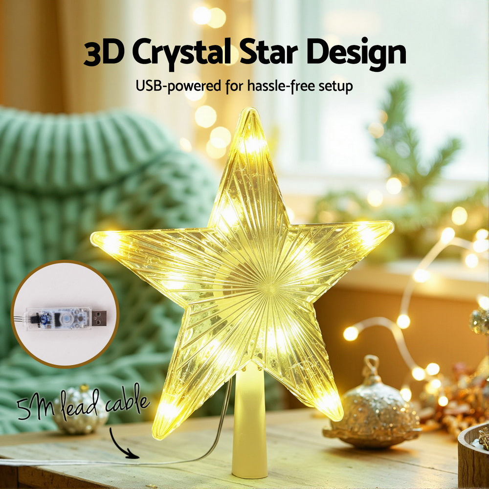 Jingle Jollys Christmas Tree Topper Star RGB LED Xmas Decor