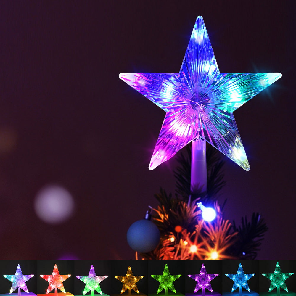 Jingle Jollys Christmas Tree Topper Star RGB LED Xmas Decor