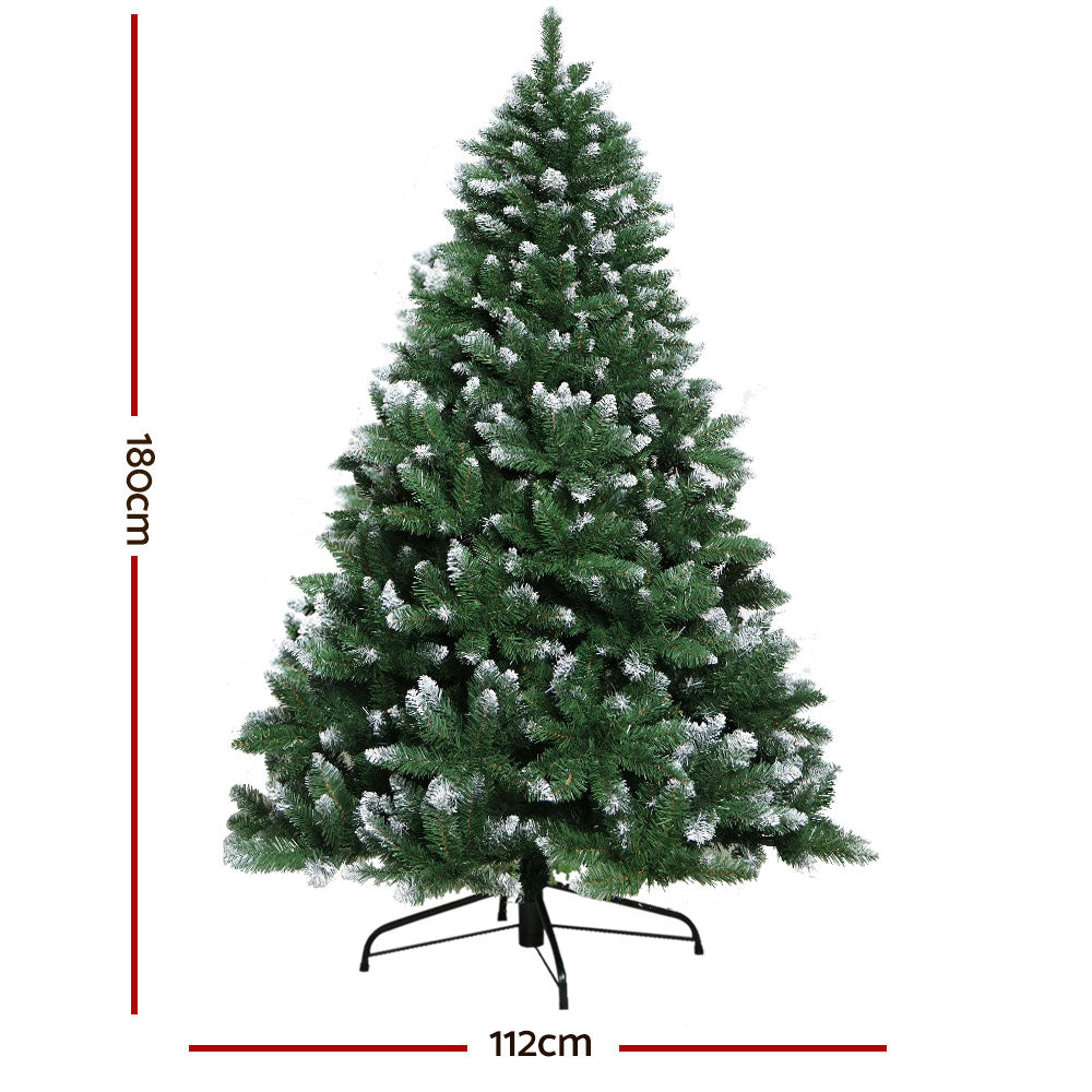 Christmas Trees: Jingle Jollys Christmas Tree 1.8m Snowy Xmas Tree Decoration 650 Tips