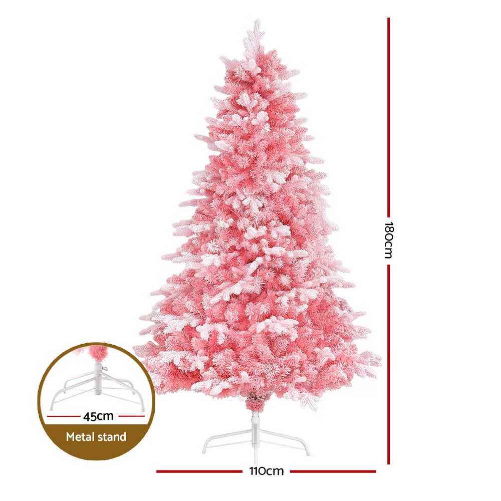 Christmas Trees: Jingle Jollys Christmas Tree 1.8m Pink Xmas Tree Snowy Party Decor 810 Tips