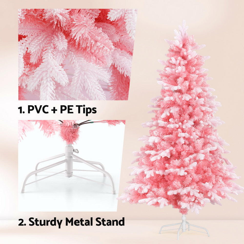 Christmas Trees: Jingle Jollys Christmas Tree 1.8m Pink Xmas Tree Snowy Party Decor 810 Tips