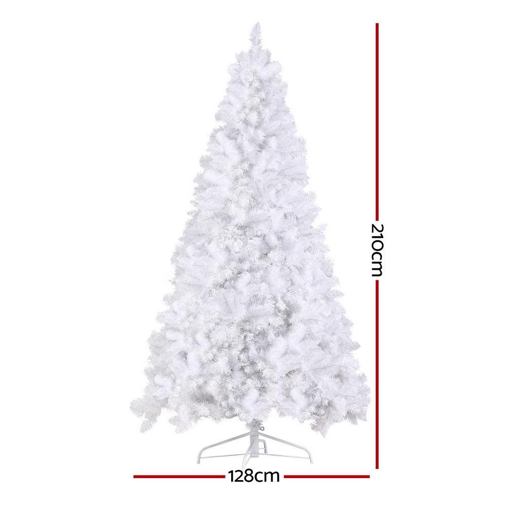 Christmas Trees: Jingle Jollys Christmas Tree 2.1m 500 LED Xmas Tree Decorations White 1260 Tips