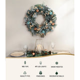Christmas Wreaths & Garlands: Jingle Jollys 60cm Christmas Wreath with LED Lights Snowy Garland Xmas Decor