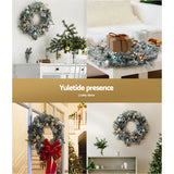 Christmas Wreaths & Garlands: Jingle Jollys 60cm Christmas Wreath with LED Lights Snowy Garland Xmas Decor