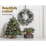 Christmas Wreaths & Garlands: Jingle Jollys 60cm Christmas Wreath with LED Lights Snowy Garland Xmas Decor