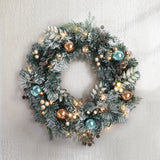 Christmas Wreaths & Garlands: Jingle Jollys 60cm Christmas Wreath with LED Lights Snowy Garland Xmas Decor