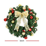 Christmas Wreaths & Garlands: Jingle Jollys Christmas Wreath 60CM LED Garland Berries Bow Baubles Xmas Decor