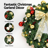 Christmas Wreaths & Garlands: Jingle Jollys Christmas Wreath 60CM LED Garland Berries Bow Baubles Xmas Decor