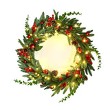 Jingle Jollys Christmas Wreath 60CM LED Garland Berries Pine Cones Party Decor