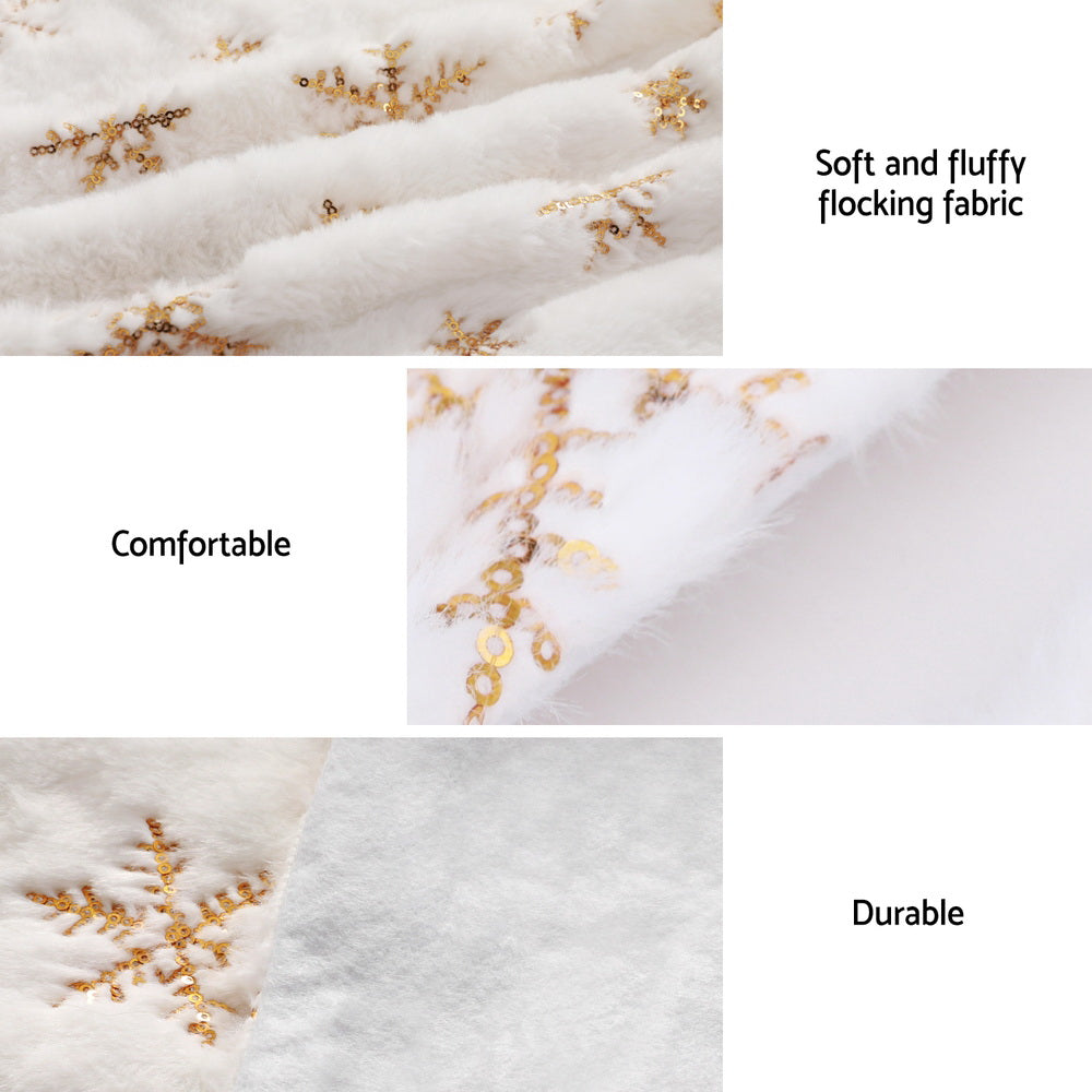 Christmas Decorations: Jingle Jollys Christmas Tree Skirt 120cm Snowflake Ornaments Xmas Decorations