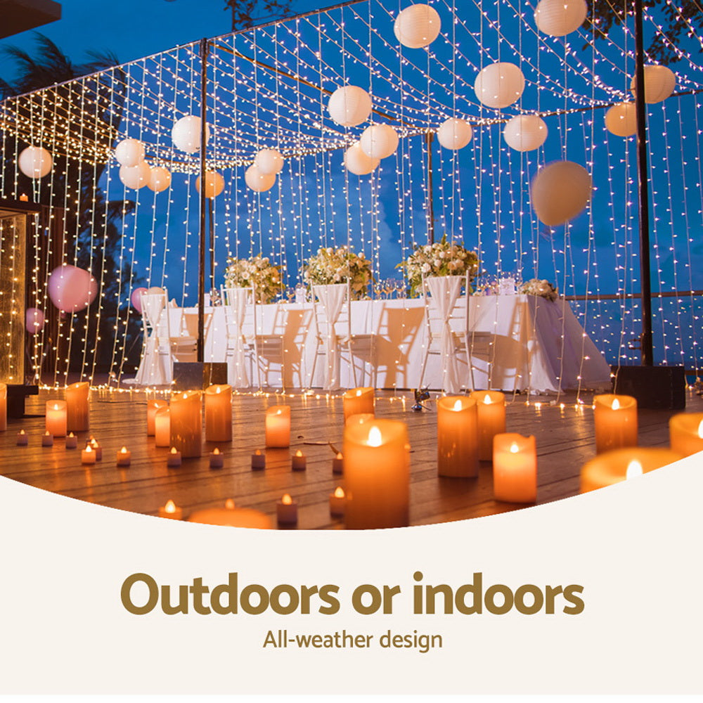 Outdoor Decorations & Lights: 3X6M Christmas Lights Curtain Light Warm White 600 LED Jingle Jollys