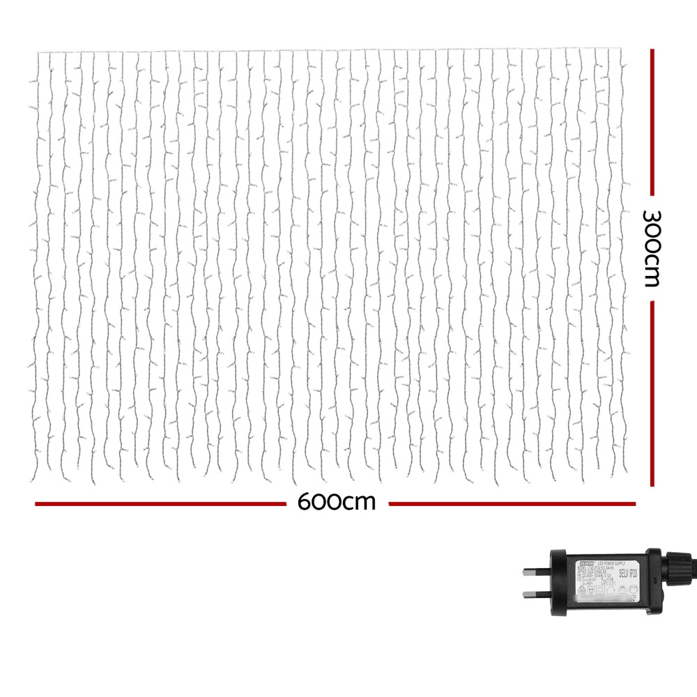 Outdoor Decorations & Lights: 3X6M Christmas Lights Curtain Light 960 LED RGB Remote Jingle Jollys