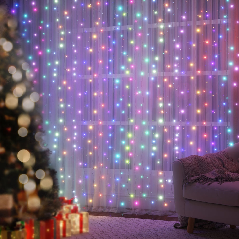 Outdoor Decorations & Lights: 3X6M Christmas Lights Curtain Light 960 LED RGB Remote Jingle Jollys