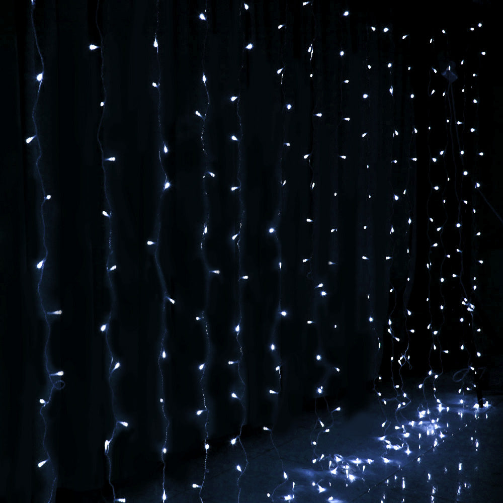 Outdoor Decorations & Lights: 3X6M Christmas Lights Curtain Light Cool White 600 LED Jingle Jollys