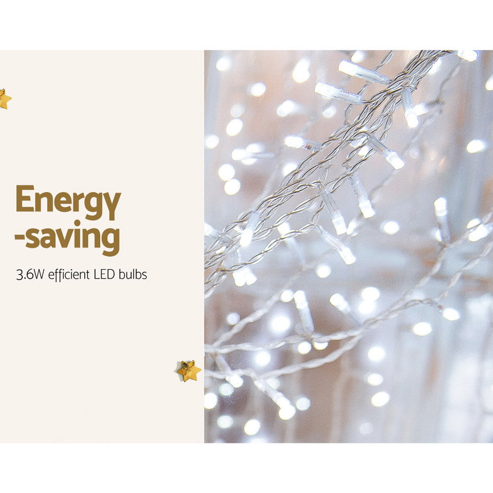 Outdoor Decorations & Lights: 3X6M Christmas Lights Curtain Light Cool White 600 LED Jingle Jollys