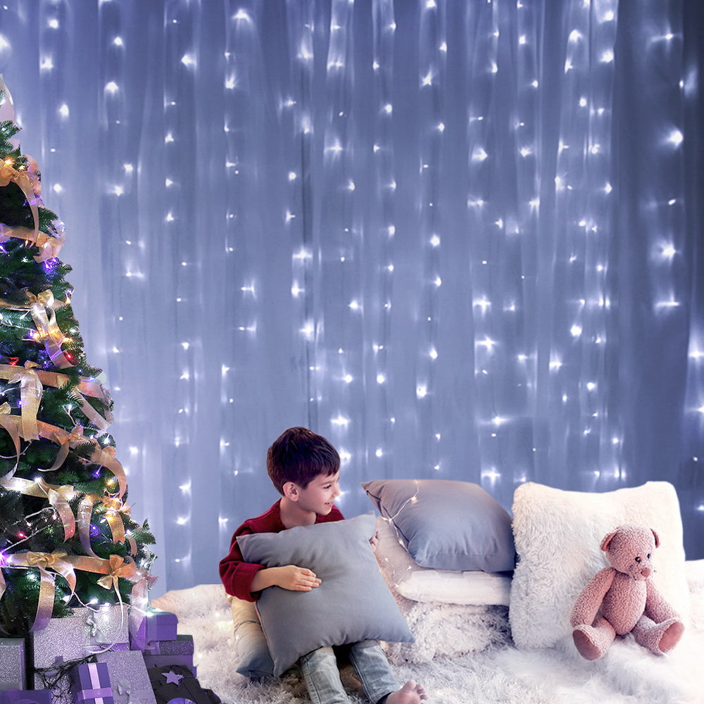 Outdoor Decorations & Lights: 3X6M Christmas Lights Curtain Light Cool White 600 LED Jingle Jollys