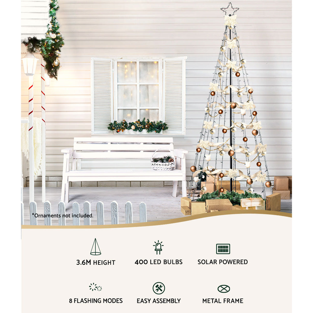 Outdoor Decorations & Lights: 3.6M Christmas Tree 400 LED Solar Jingle Jollys
