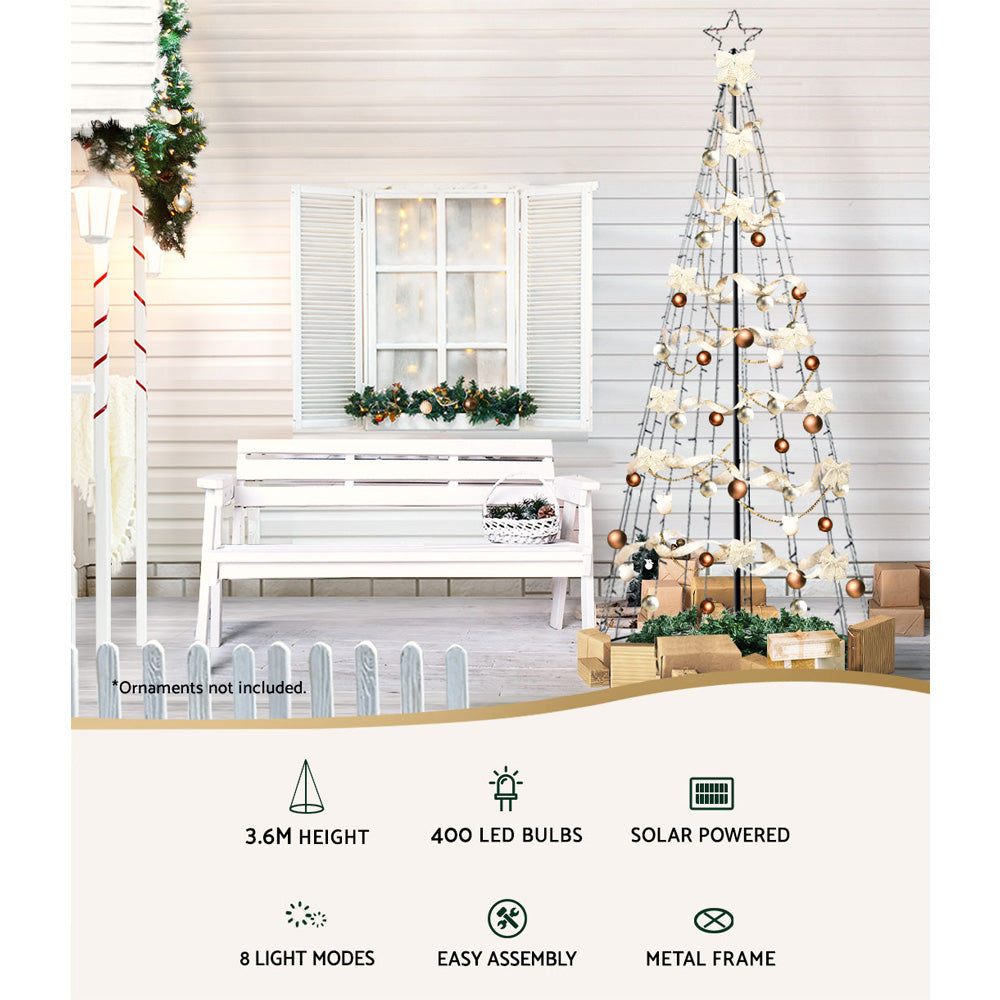 Outdoor Decorations & Lights: 3.6M Christmas Tree LED Solar Warm Jingle Jollys