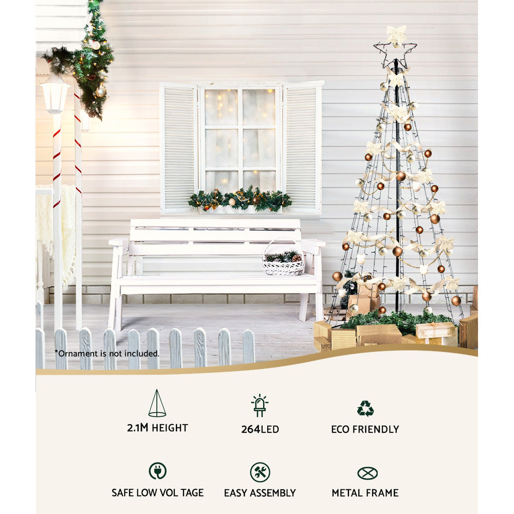 Outdoor Decorations & Lights: 2.1M Christmas Tree 264 LED Solar Jingle Jollys
