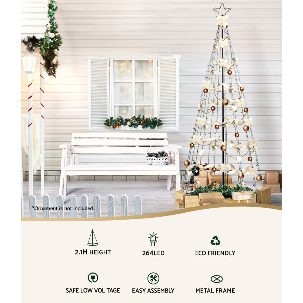 Outdoor Decorations & Lights: 2.1M Christmas Tree LED Solar Warm Jingle Jollys