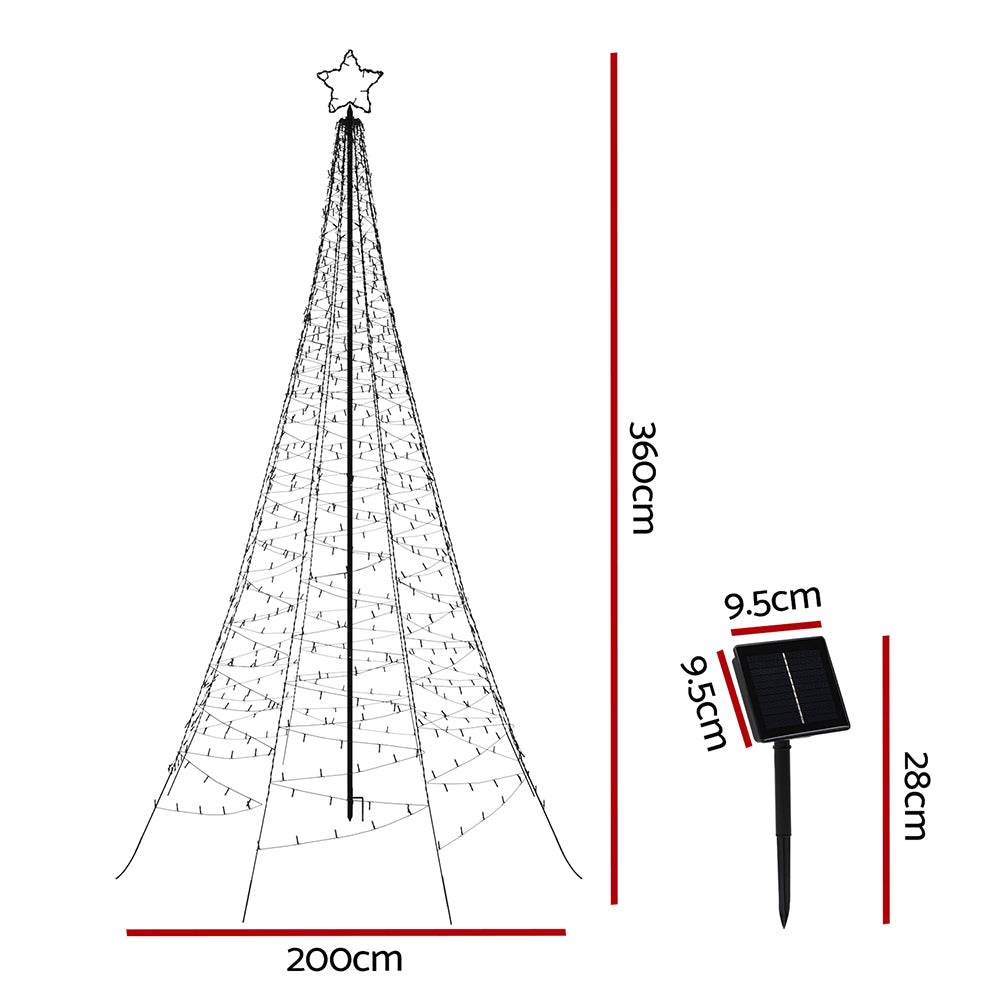 Outdoor Decorations & Lights: 3.6M Christmas Tree 800 LED Solar Net Lights Jingle Jollys