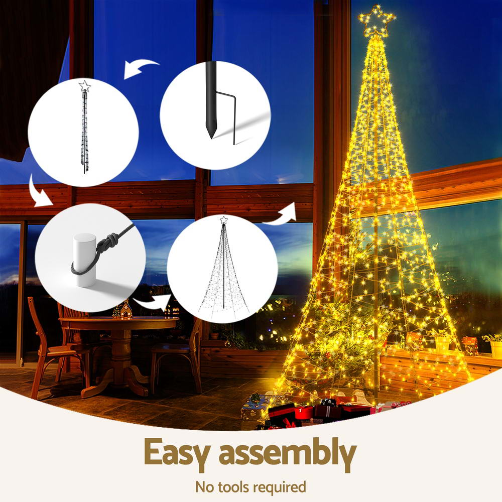 Outdoor Decorations & Lights: 3.6M Christmas Tree 800 LED Solar Net Lights Jingle Jollys
