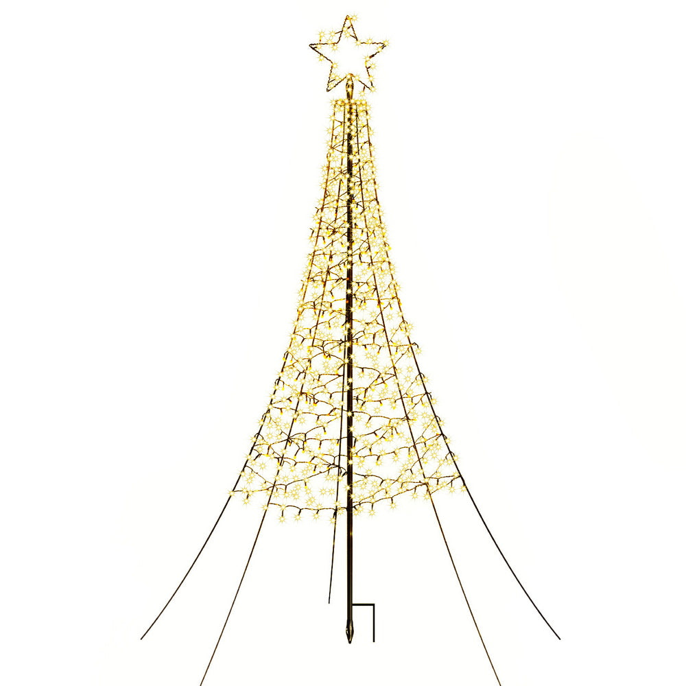 Outdoor Decorations & Lights: Jingle Jollys Solar Christmas Tree 2.1m 320 LED Net Lights Xmas Trees Decoration