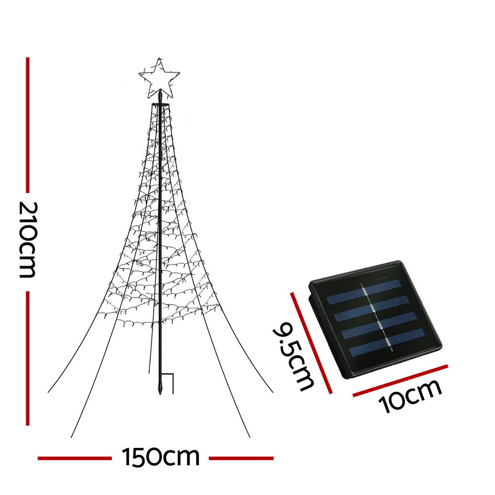 Outdoor Decorations & Lights: Jingle Jollys Solar Christmas Tree 2.1m 320 LED Net Lights Xmas Trees Decoration