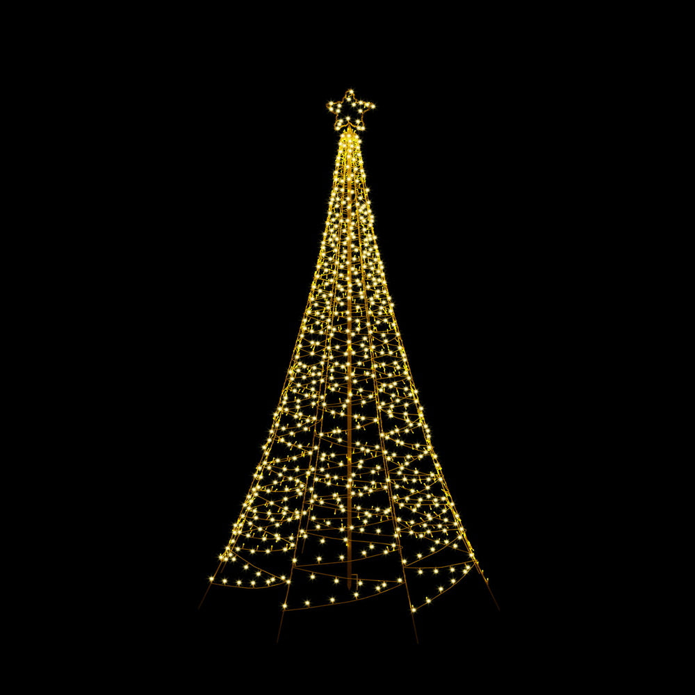 Outdoor Decorations & Lights: Jingle Jollys Solar Christmas Tree 2.1m 320 LED Net Lights Xmas Trees Decoration