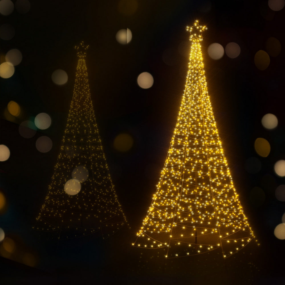 Outdoor Decorations & Lights: Jingle Jollys Solar Christmas Tree 2.1m 320 LED Net Lights Xmas Trees Decoration