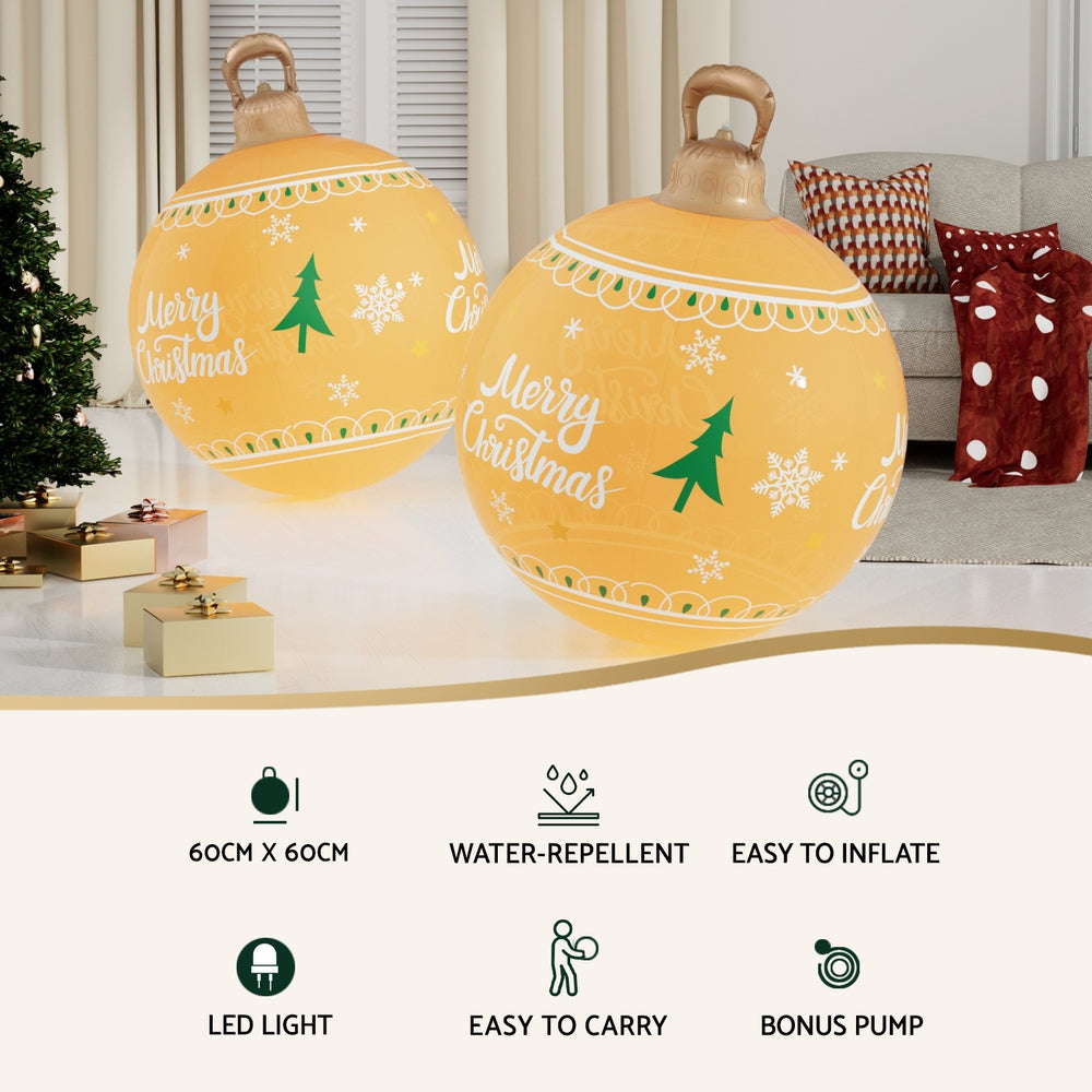 Christmas Decorations: Jingle Jollys Christmas Inflatable Ball 60cm Led Illuminated Xmas Decoration