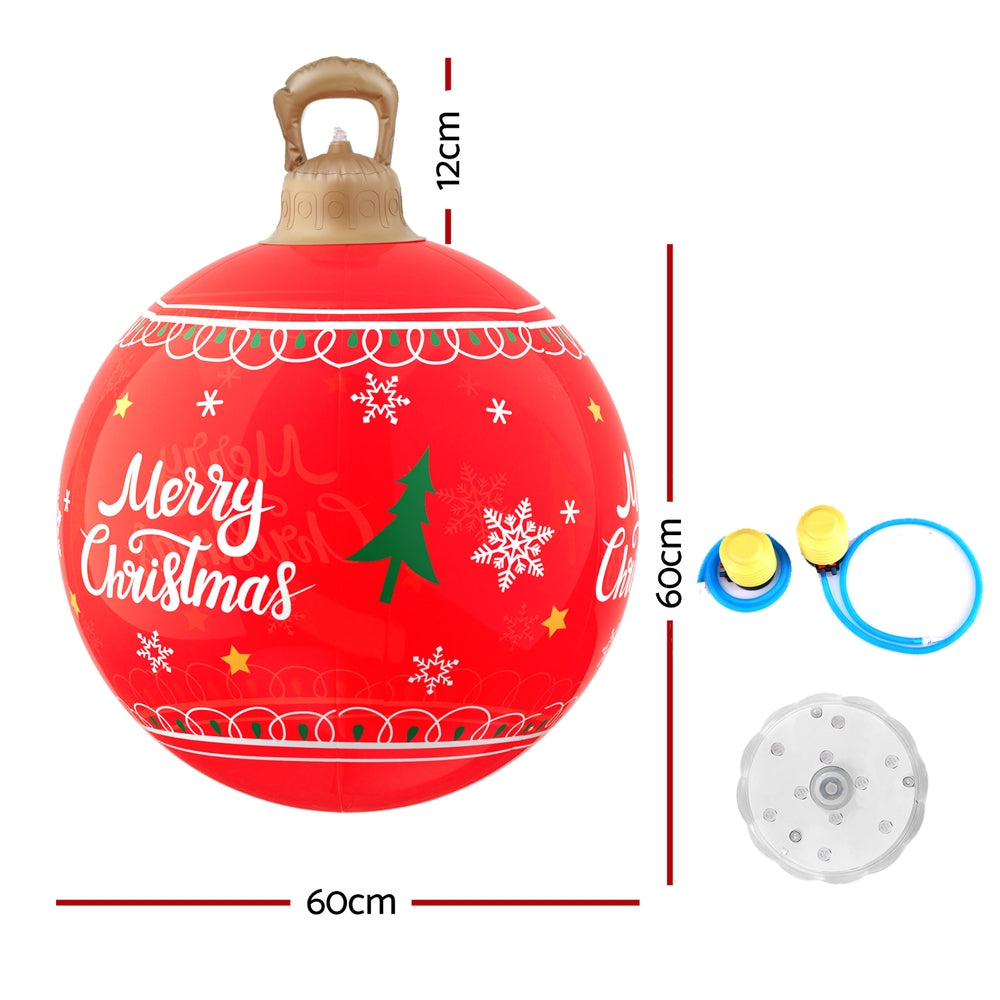 Christmas Decorations: Jingle Jollys Christmas Inflatable Ball 60cm Led Illuminated Xmas Decoration Red