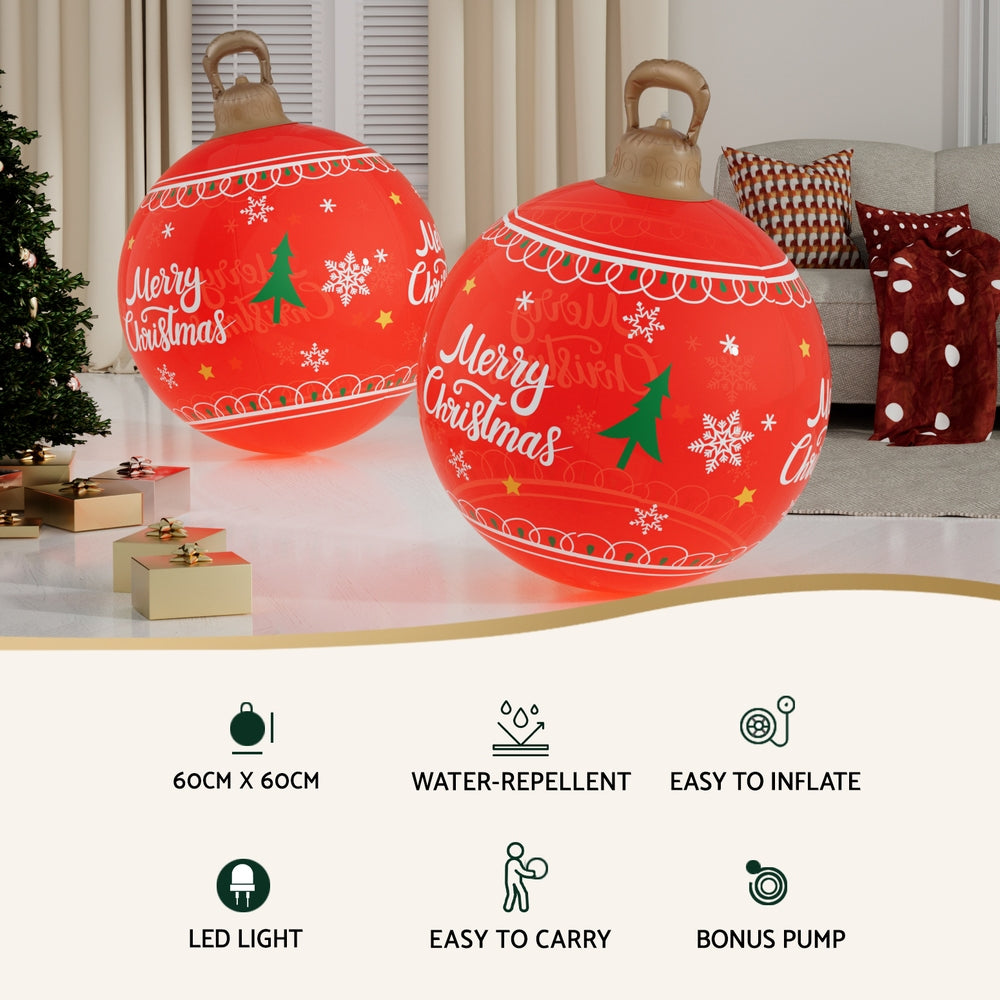 Christmas Decorations: Jingle Jollys Christmas Inflatable Ball 60cm Led Illuminated Xmas Decoration Red