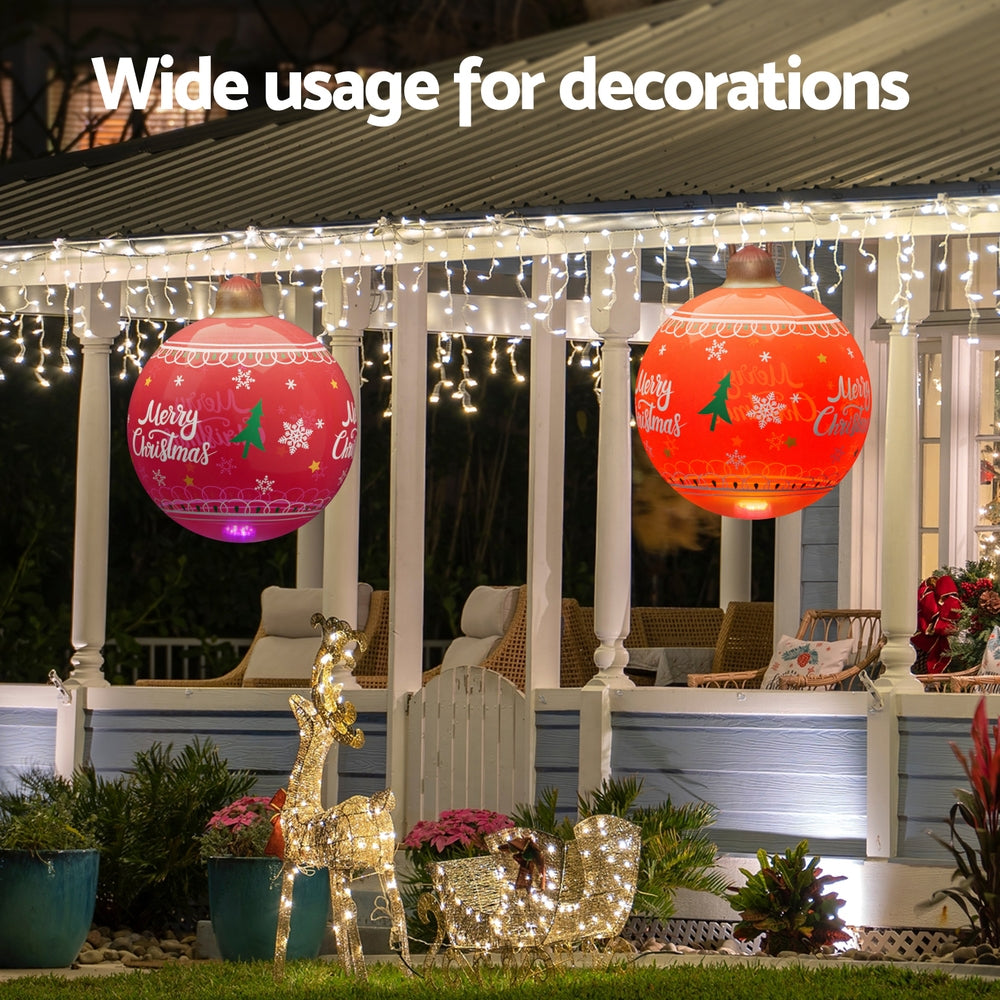 Christmas Decorations: Jingle Jollys Christmas Inflatable Ball 60cm Led Illuminated Xmas Decoration Red