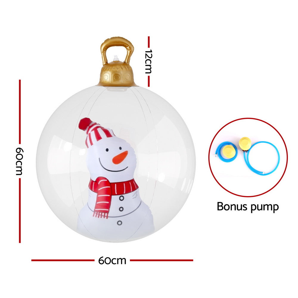Christmas Decorations: Jingle Jollys Christmas Inflatable Ball 60cm Snowman Decoration Giant Bauble
