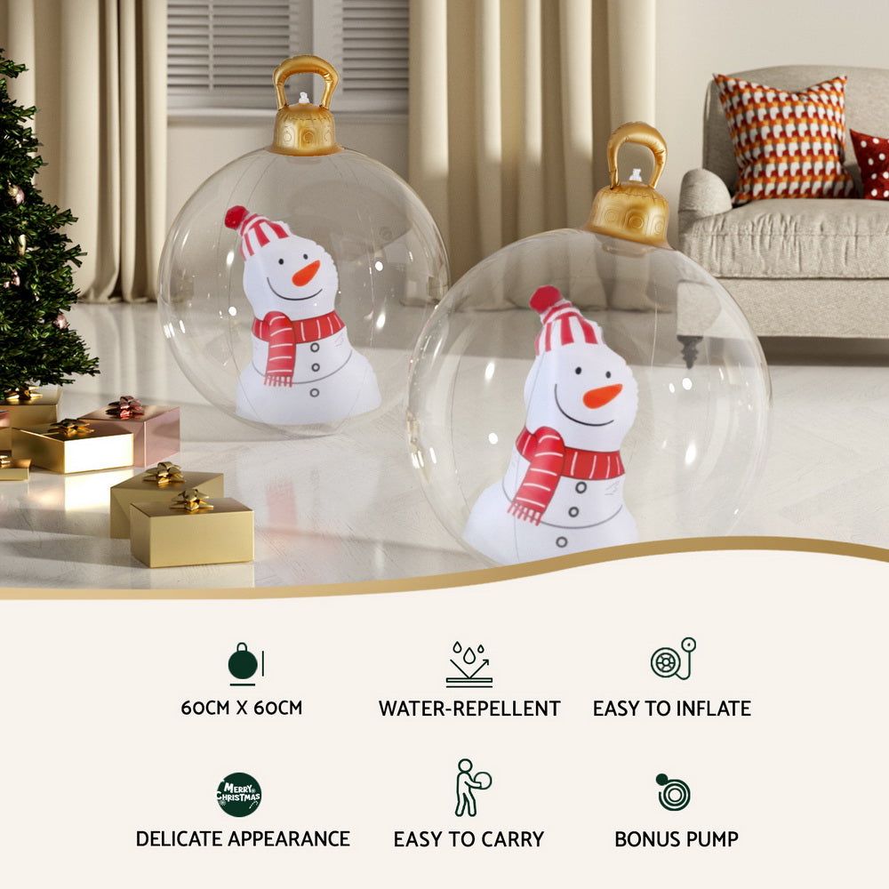 Christmas Decorations: Jingle Jollys Christmas Inflatable Ball 60cm Snowman Decoration Giant Bauble