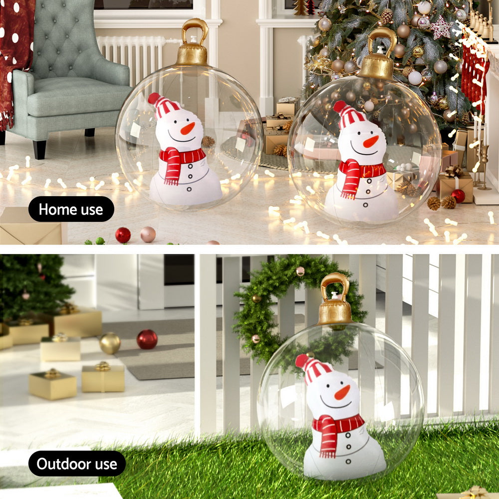 Christmas Decorations: Jingle Jollys Christmas Inflatable Ball 60cm Snowman Decoration Giant Bauble